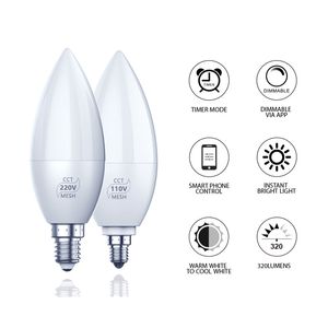 Ampoules LED intelligentes à intensité variable E12 E14 Lampe à bougie RGBW colorée