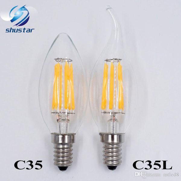 Lampe Led à Filament réglable E14 E12, 220V 110V 2W 4W 6W, ampoule Edison en verre, lampes à bougies à Filament, lumières de noël