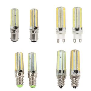 Bombillas LED regulables 15W E11/E12/E14/E17/G4/G9/BA15D 3014 SMD 152 LED lámpara de cuerpo de silicona AC 220V 110V candelabros de cristal