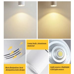 LAMPLE DIMMABLE DIMMABLE Downlight Spotlight Black Blanc Cob 5W10W15W20W AC 110-220V