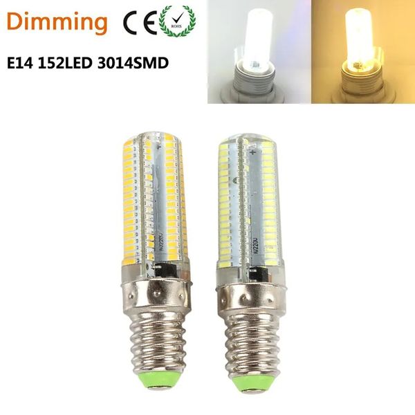 Luces Led regulables 152Leds SMD 3014 lámpara Led E11/E12/E14/E17/G4/G9/BA15D bombillas de foco de silicona de cristal 110V 220V