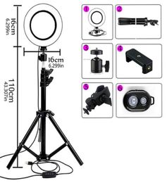 Dimmable LED Selfie Ring Light avec trépied USB Selfie Light Ring Lampe Big Pographie Ringlight avec support pour téléphone portable Studio2932955