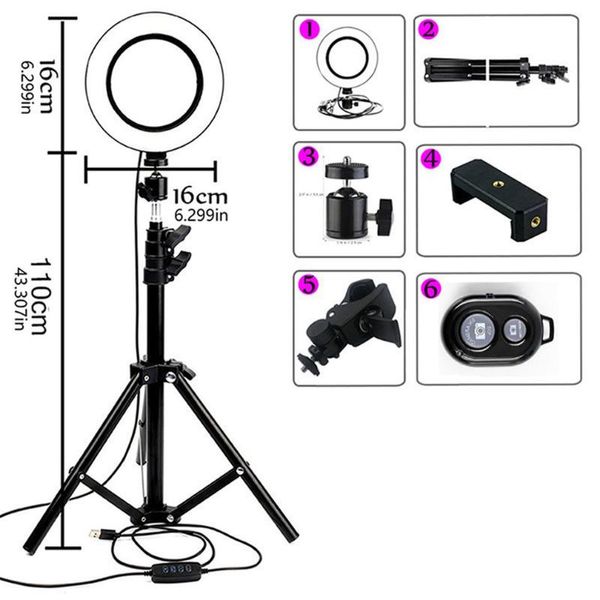 Anillo de luz LED regulable para Selfie con trípode, lámpara de anillo de luz USB para Selfie, anillo de luz grande para fotografía con soporte para estudio de teléfono móvil