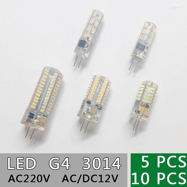 Dimmable Mini G4 Led Ampoule 12 V/AC220V 3014SMD 24/32/48/64/104led Silicone Lampe Blanc Chaud/Blanc 360 Degrés Angle Lumière