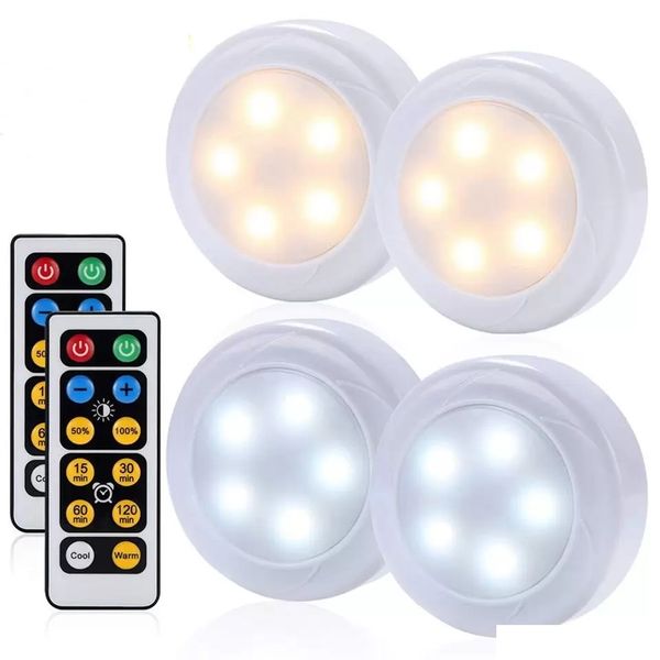 Sensor táctil regulable LED debajo de los gabinetes luces cálidas lámparas de disco de doble color cerca de armario cocina luz nocturna