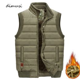 Dimusi herenjas mouwloze vest winter mannelijke fleece warme vest jassen mannen stand kraag leger dikker vaccoats kleding 6XL 211104