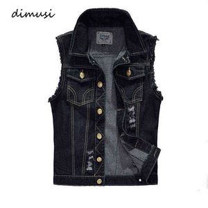 DIMUSI nouveau printemps automne Vintage Design hommes Denim gilet mâle noir sans manches vestes hommes trou jean marque gilet 6XL, YA566 Y1122