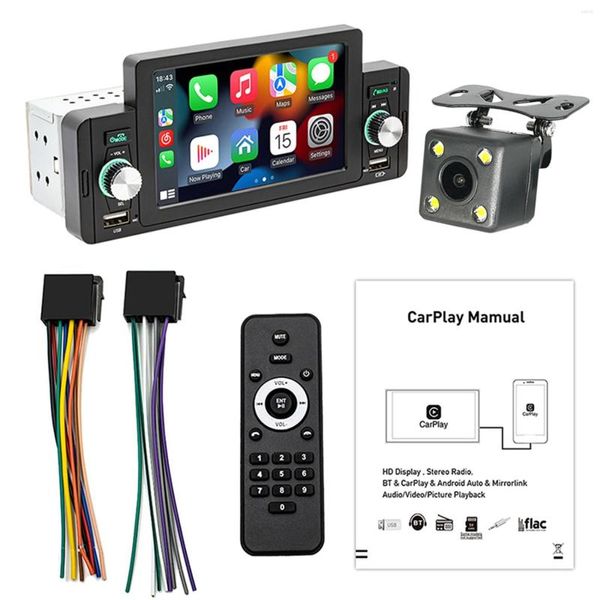 Din 5 pulgadas Car Radio Estéreo Bluetooth MP5 Player con para Apple CarPlay Android Auto TF USB FM Pantalla táctil A