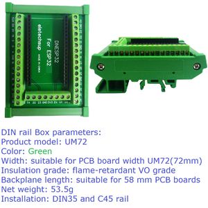 Módulo de adaptador de bloque de terminales de tornillo de montaje de riel DIN para ESP32S ESP-Wroom-32 Devkitc ESP32 Wifi Dual CPU CPU Board