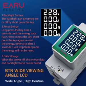 DIN Rail Power Energy Metter Electronic KWH WattMeter Multifinection Nigital Volt Ampl Amme Voltmeter AC Monitor 50-300V 100A