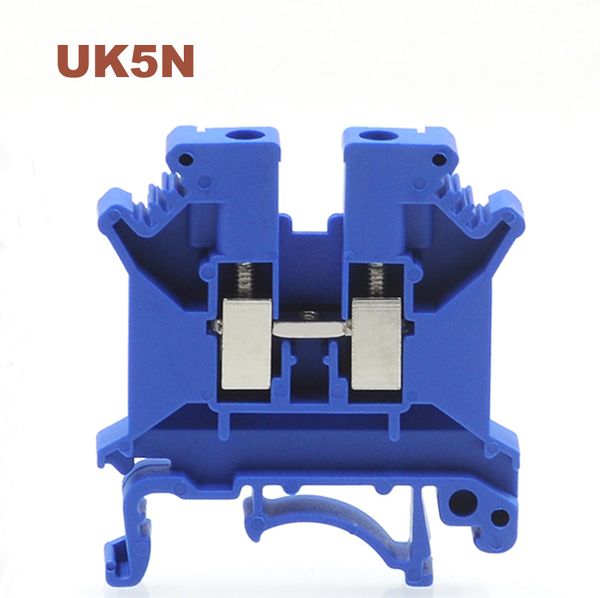 DIN Rail Bloque de terminal universal UK-5n Terminales de tornillo azul Terminal de electricidad Conector de cable de alambre Morsettiera 41A Bornier