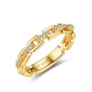 Dina 18k chapado en oro 3 Mircons chapado anillo de diamante moissanita joyería 925 anillo de compromiso de plata joyería de regalo de moda para mujer