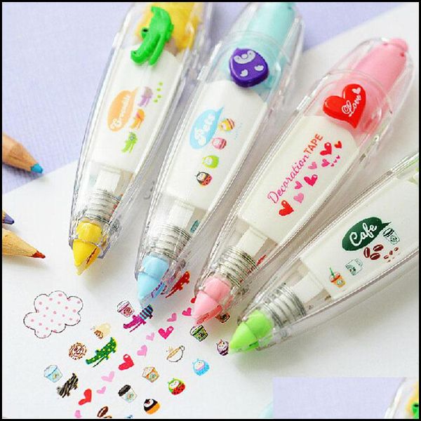 Ding Peinture Fournitures Coloriage Apprentissage Éducation Jouets Cadeaux Doux Floral Ruban Stylo Autocollant Drôle Enfants Papeterie Décor Bandes Étiquettes Papier