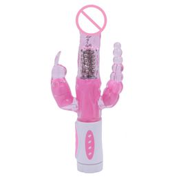 Dingye 12 fonctions Vibration point G Triple vibrateur 4 vitesses Rotation lapin Anal sexy jouet produit pour les femmes