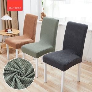 Dining Chair Cover Check Polar Fleece Slipcover Protector Case Stretch voor Keuken Stoelen Seat Hotel Banquet Elastic Wll695