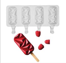 Dining Thuis Mold Silicone Ice Cream Mallen 4 Cell Cube Lade Voedsel Veilige Popsicle Maker DIY Zelfgemaakte Vriezer Lolly Tools