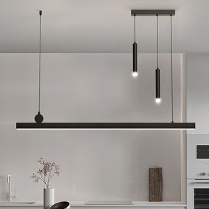 Lustre de salle à manger Lampes simples lignes minimalistes modernes Table à manger nordique lumière comptoir de bar créatif lumières de concepteur à longue bande