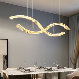 Eetkamer kroonluchter moderne luxe kristallen hanger lamp woonkeukeneiland hangende lamp roestvrij staal lange kroonluchter