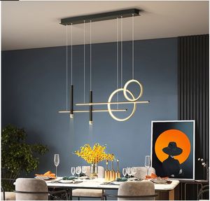 Lustre de salle à manger moderne minimaliste café Bar Table décoration lampe nordique Design créatif noir LED lampes suspendues