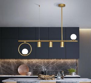 Salle à manger LED lampes suspendues éclairage Simple chambre cuisine Restaurant Bar suspension lampe nordique créatif or/noir luminaires pour la maison