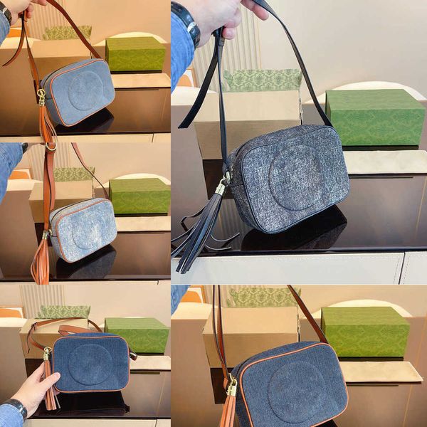 Sacs à dîner Sacs à bandoulière Designer Femmes Luxurys Sacs à main Vintage Denim Camera Bag Purse Lady Canvas Square Crossbody 221216