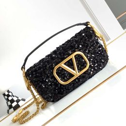 Dîner dame sequin crossbody val Sacs pour femmes paillettes perles diagonale chaîne croisée petits sacs carrés à la mode en cuir véritable sacs pour femmes produits haut de gamme