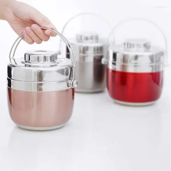 Vaisselle 1,5 L Boîte à bento en acier inoxydable 12 heures Déjeuner sous vide Garder au chaud Pot à soupe à 2 couches isolé