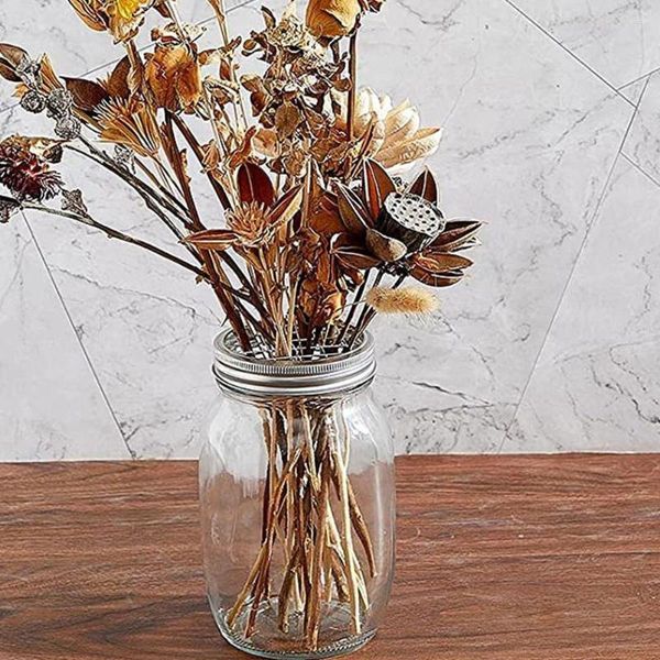 Vajilla 10 PCS Portalápices Mason Jar Hoja de malla Florero Florero Acero inoxidable Reutilizable Floral Gird