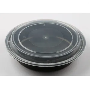 Vaisselle 10 pièces 1000ML bol en plastique jetable à emporter conteneurs boîte de rangement avec couvercles - rond organisateur de cuisine gardien