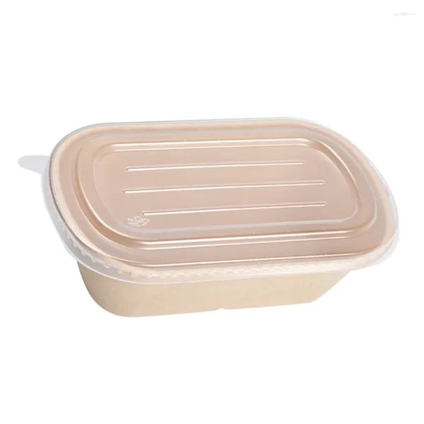 Vaisselle 10 pièces 850ml conteneurs de préparation de repas jetables boîte à emporter en papier boîtes à déjeuner écologiques (couvercle transparent)