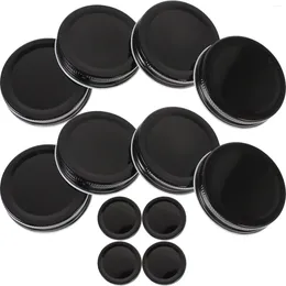 Cineros de 12 pcs Mason Jar Tapa de 70 mm Estándar Integrado Integrado (Negro de 70 mm) 36pcs Capas de tapas de enlatado prácticas Convenientes de ancho