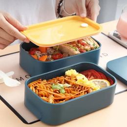 Dijkartikelen 1600 ml magnetron Dubbele laag lunchbox Salade Bento BPA Gratis draagbare container met lepelvork en tas