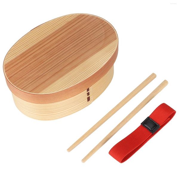Vajilla 1 capa Bento Box Wooden-Sushi Vajilla Tazón Herramienta para comer para trabajadores Camping Adultos Estudiantes