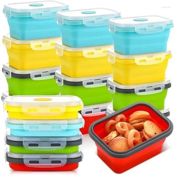 Maîtrice 1PC Grade carré portable Portable Pliable Boîte à lunch en silicone Réfrigérateur Micro-ondes Storage extérieur Conteneur