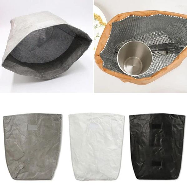 Vaisselle 1PC papier kraft brun sac à déjeuner réutilisable durable isolé boucle magnétique thermique conteneur de pique-nique