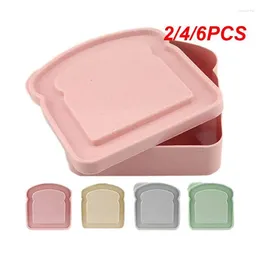 Vaisselle 2/4 / 6PCS Boîte à bento portable en silicone pour sandwich avec poignée Conteneur à déjeuner écologique Étudiant de pique-nique au micro-ondes