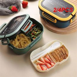 Dîgle 2 / 4pcs Boîte à lunch portable 2 Grille de couches Étudiant Bento Bento avec une cuillère à fourche fuite micro-ondes pour éviter l'école d'odeur