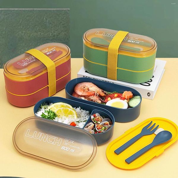 Vajilla Cajas Bento De 2 Niveles Contenedores Con Bolsa De Aislamiento Térmico Diseño De Compartimentos Móviles Caja De Almuerzo Portátil Para Acampar Picnic