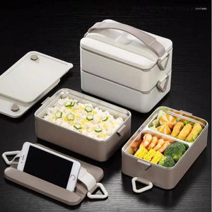 Vaisselle boîte à déjeuner isolée en acier inoxydable 304, boîte à déjeuner chauffante pour four à micro-ondes à Double couche séparée