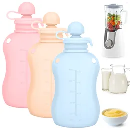 Dilaiteur 3pcs Silicone Baby Souching Reutilisable Presque 150 ml / 5 oz Sac de rangement de lait maternel résistant à la chaleur pour l'école à domicile