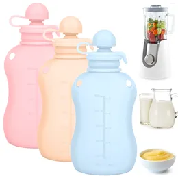 Dilaiteur 3pcs Silicone Baby Souching Réutilisable Presque 150 ml / 5 oz Sac de rangement maternel rechargeable