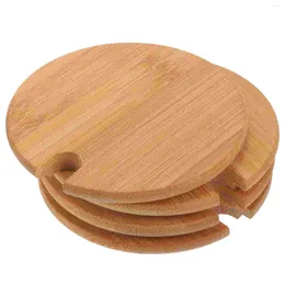 Vaisselle 4 pièces couvercle de tasse couvercles pour tasses couvertures boisson résistant à la chaleur accessoire en bambou boisson