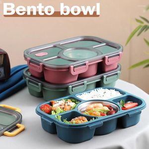 Servies 5 compartimenten Portable Bento Case apart Dining Tray for Student Office Microwave Diverided Plate Lunch Box met