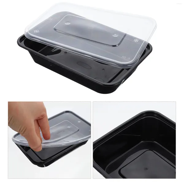 Vaisselle 50 pièces boîte à déjeuner jetable conteneurs en plastique boîtes à couvercle à emporter riz Bento boîte à déjeuner pique-nique Portable