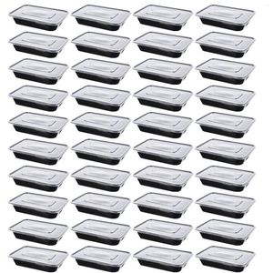 Dilaignier 50 PCS Boîtes à lunch jetables boîtes de rangement enveloppe de salade de salade à emporter avec couvercle rectangle en plastique bento go à emporter