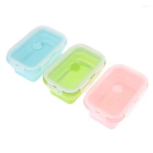 Vaisselle 500ml Silicone boîte à Bento pliante pliable Portable déjeuner Microware maison cuisine conteneurs de stockage en plein air