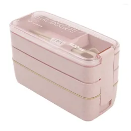 Vaisselle 900ml boîte à déjeuner en plastique 3 couches boîtes de paille de blé four à micro-ondes plats conteneur de stockage boîte à déjeuner