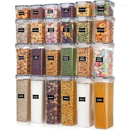 Dinware luchtdichte opslagcontainers met deksels 24 pc's plastic keuken en pantry organisatiebus bevat etiketten