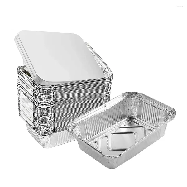 Vaisselle en aluminium, paquet de 30 casseroles jetables en aluminium avec couvercle, stockage profond Recyclable pour la cuisine/cuisson/à emporter