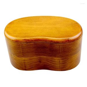 Dilaignier Boîte à lunch Bento Apanais Boîte à lutte japonaise Double couche en bois naturel pour enfants Office de pique-nique pour adultes scho